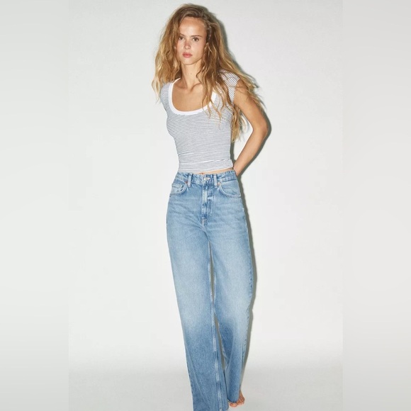 NWT Zara Wide Leg High Waist Jeans Size 40 - Picture 1 of 10